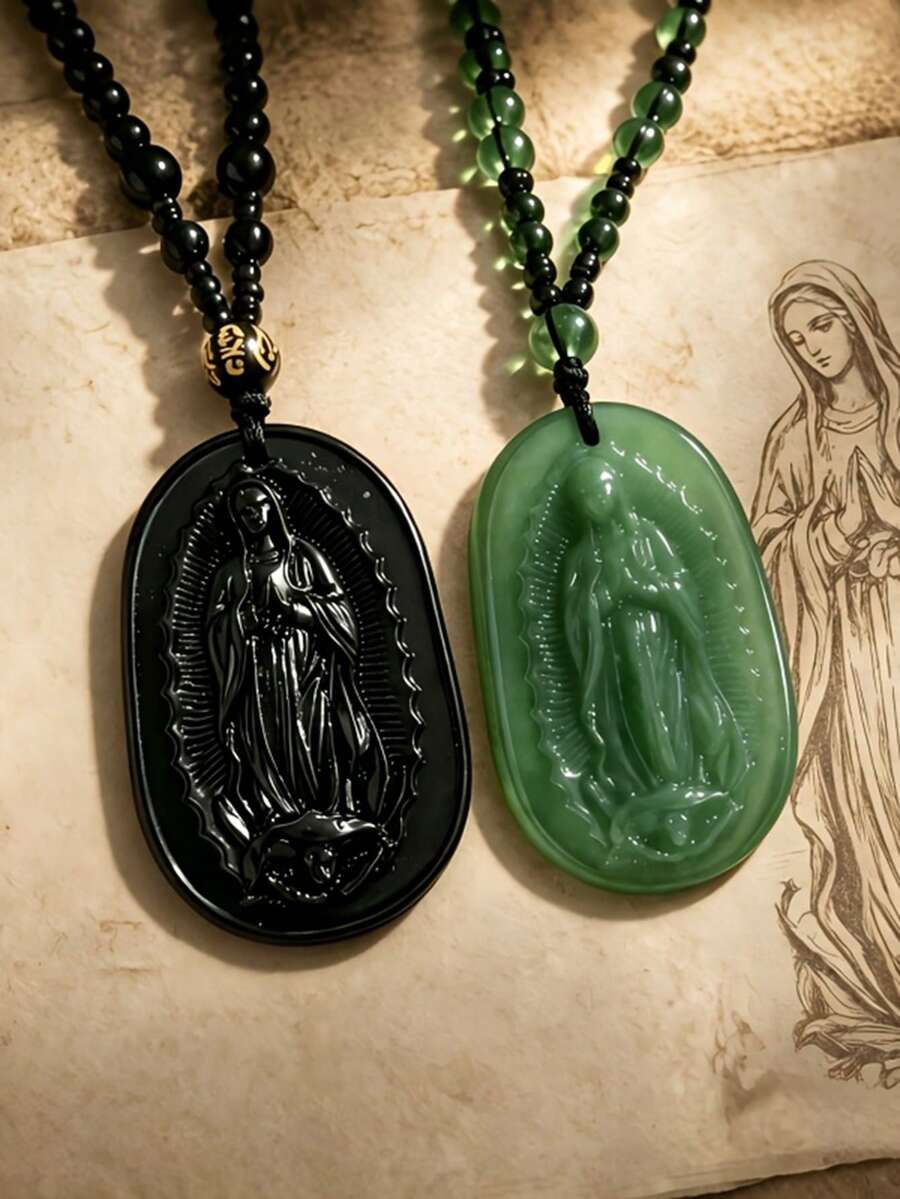 1pc Vintage Classic Catholic Virgin Mary Statue Pendant Necklace, Exorcism Jewelry Gift For Men And Women, Suitable For Daily Wear - Necklace - View 1
