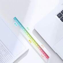 Regla Recta de Colores Cubo de Geometría Herramienta de Dibujo Dos en Uno Set de Papelería de Aprendizaje de Matemáticas Dibujo y Medición de Papelería Ayudas de Enseñanza de Matemáticas Sólidos Geométricos de Plástico Multifuncional - A - Ver 9