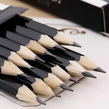 12pcs 2B Black Pencil Set With Eraser, Writing Tool Sketching Pencil, Drawing Tool 2B Exam Pencil Art Supplies Stationery Premium Writing Tool, Suitable For Writing, Student Drawing, Sketching And Painting - Multiple Styles - View 3