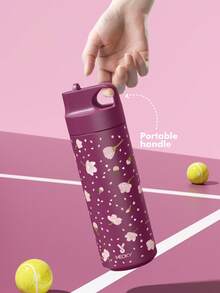 Meoky 19oz Handle Spout Sports Cup, Purple & Pink Floral Design, Portable Travel Cup With Handle And Leak-Proof Spout, Purple & Pink Floral Pattern, Suitable For Outdoor Travel, Fitness, Office, School, Daily Drinking, Personalized Travel Cup - Purple Powder Flower - View 5