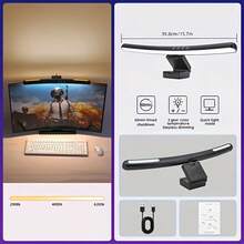 USB RGB Screen Light Bar, Curved Screen Compatible Monitor Hanging Lamp, Dimmable Eye-Care LED Desk Light For Gaming Working Studying Reading Office Computer Lighting - one-size - View 7