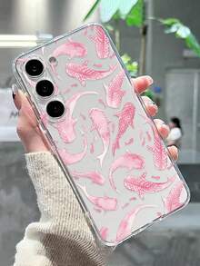 透明粉色鯊魚彩繪防摔透明手機殼，適用於 Apple 系列 - 彩色 - 查看 3