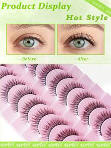 10 Pairs Natural Look Lashes Faux Mink 3D Volume Wispy False Eyelashes Short Light Volume Fake Eye Lashes Pack Reusable Soft Faux Mink Eyelashes - 黑色 - 查看 4