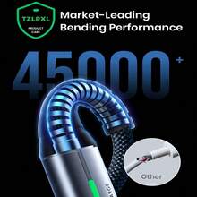 Tzlrxl ToughLink USB 轉 Type-C 數據線 快充 防折彎 LED 狀態燈 3.3ft/6.6ft - 黑色 - 查看 6