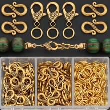 200pcs/230pcs DIY Zinc Alloy Jewelry Clasp Parts Set, Includes Water Drop Pattern Lobster Clasp, Embossed S-Shaped Hook, Jump Rings, Suitable For Handmade Braided DIY Bracelets, Necklaces, Anklets End Connectors, Pendant Chain End Clasps, Open Connector Rings, Bag Charms, DIY Jewelry Making Accessories Materials - Lobster Claw Clasp & S-hook & Jump Ring - View 6