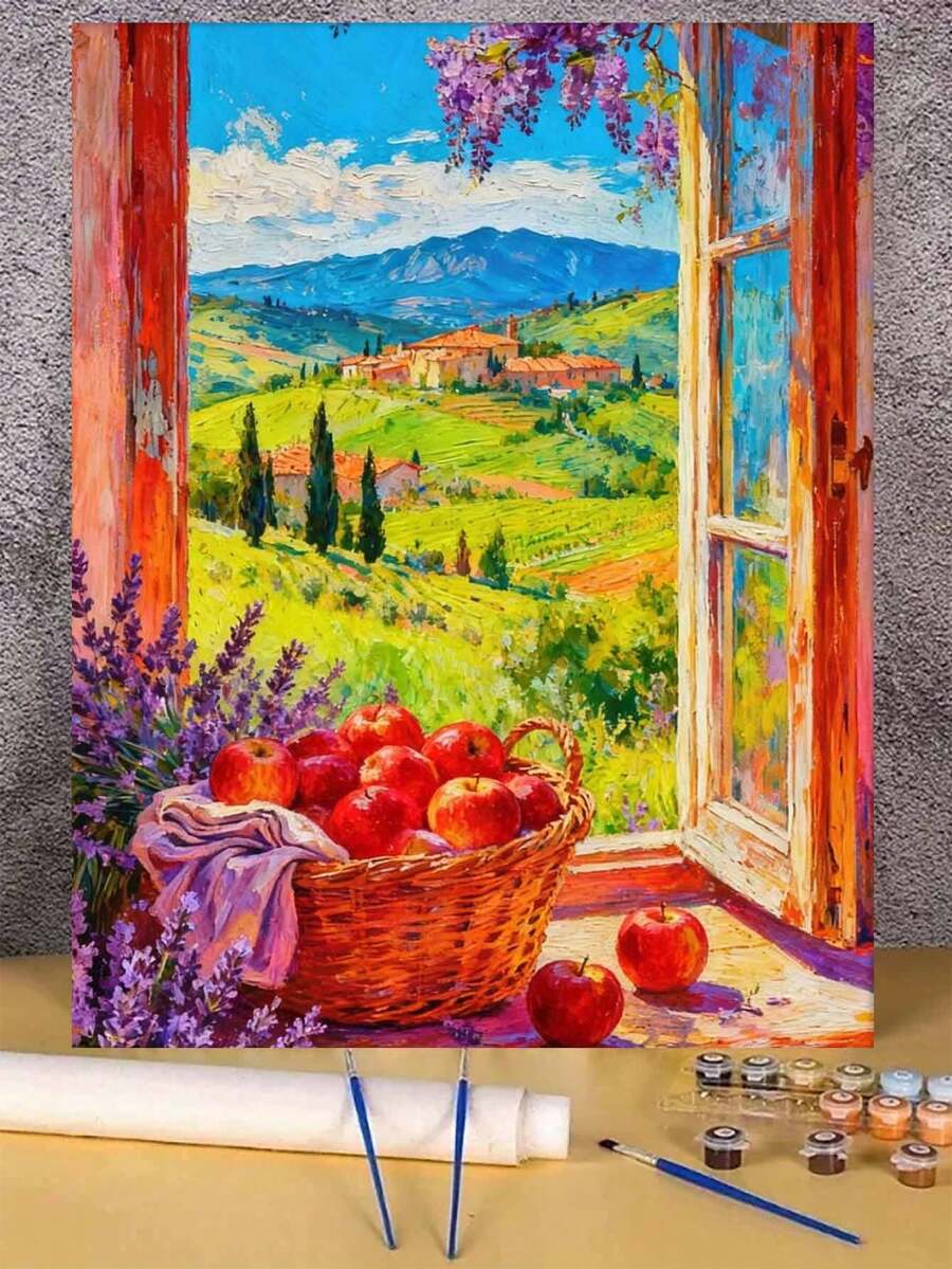DIY Digital Oil Painting Acrylic Kit For Adults, Handmade Numbered Painting, Mountain Scenery Canvas Design, Room Decor Wall Art, Beginner Painting, Perfect Gift For Friends