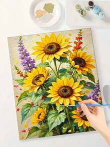 1 Set Digital Painting Kit, Suitable For Beginners, Sunflower Coloring Set - Adult Beginner Set, Birthday Gift, Anniversary Gift, Holiday Gift, Home Decor - A - View 2