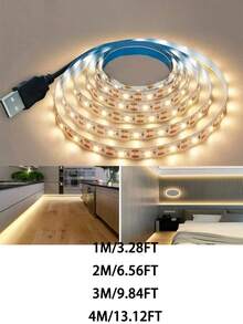 1pc USB Powered LED Light Strip - Warm White/White, Easy Installation, For TV Backlight, Home Decor, Kitchen Backlighting, Bedroom, Room, Wardrobe, Cabinet, Indoor Display, Party Scenes - USB Single-color LED Strip Light - View 12