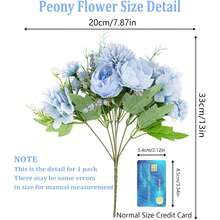 1 Bundle Of Simulated Peony Hydrangea Chrysanthemum Bundle - Suitable For Weddings, Home Decoration, Desktop Ornaments, School Season Gifts, Graduation Ceremony Gifts, Autumn Decoration - Baby Blue - View 9