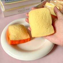 1pc Realistic Building Block Toast Squeeze Toy, Sliced Bread Model Creative Stress Relief Gadget, Venting Toy For Kids - Multicolor - View 6