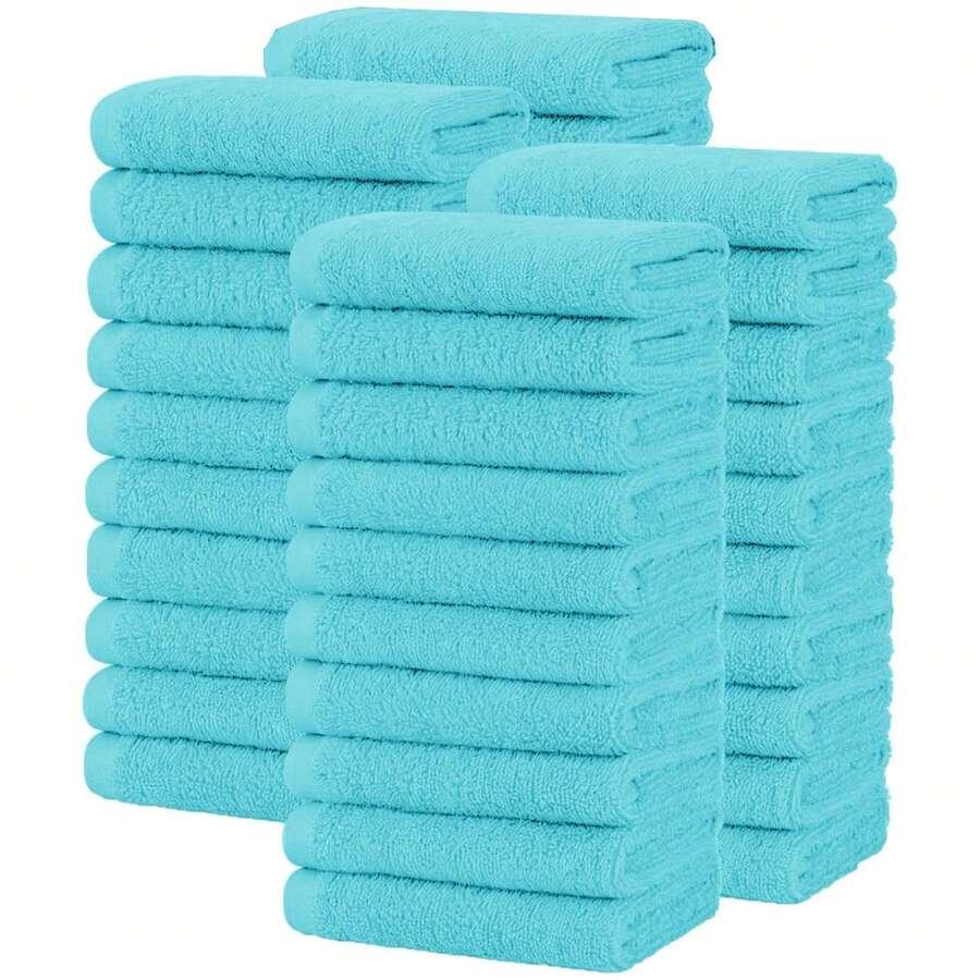 Washcloth Set 40 Packs – Soft, Absorbent Face Towels For Bathroom & Gym, Hand, Beauty, Spa, And Home Hair Care Use – Reusable, Durable & Machine Washable Wash Cloths - Multi-Color, 10x10 Inches - Blue - View 1