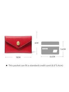 Michael Kors MK Leather Key Ring Wallet, Unisex, Ultra-Thin Coin Purse, Classic Flap Card Holder, Red - Red - View 4