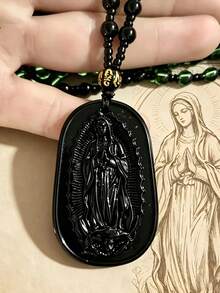 1pc Vintage Classic Catholic Virgin Mary Statue Pendant Necklace, Exorcism Jewelry Gift For Men And Women, Suitable For Daily Wear - Necklace - View 2