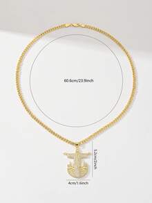 1PC Women's Christ Savior Statue Pendant Necklace, 14K Gold Plated Copper Material Inlaid With Zirconia, City Architecture Relief 3D Jesus Figure Design Paired With Cuban Chain, Suitable For American Street Hip-Hop Style/Birthday/Valentine's Day/Christmas/Easter/New Year Faith Gift Accessory For Men And Women - Yellow Gold - View 9