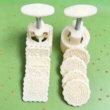1 Set 100g Mooncake Mold Set, Square And Round Printed Molds, Mid-Autumn Festival Holiday DIY Dessert Pastry Molds, Cookie Baking Tools, Food Shaping Molds - View 9