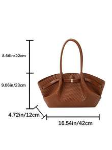 Nuevo bolso tote cuadrado grande con relieve de cocodrilo y accesorios - Marrón - Ver 11