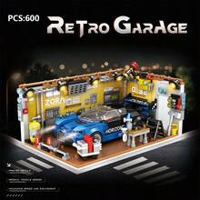 Vintage Garage Building Block Set, 3D Model Repair Shop Scene Display Toy, Car Enthusiast Desktop Home Decor, Birthday Christmas Father's Day Gift, DIY Handmade Assembly Activity, Vehicle Building Decoration Collectible - Multicolor - View 11