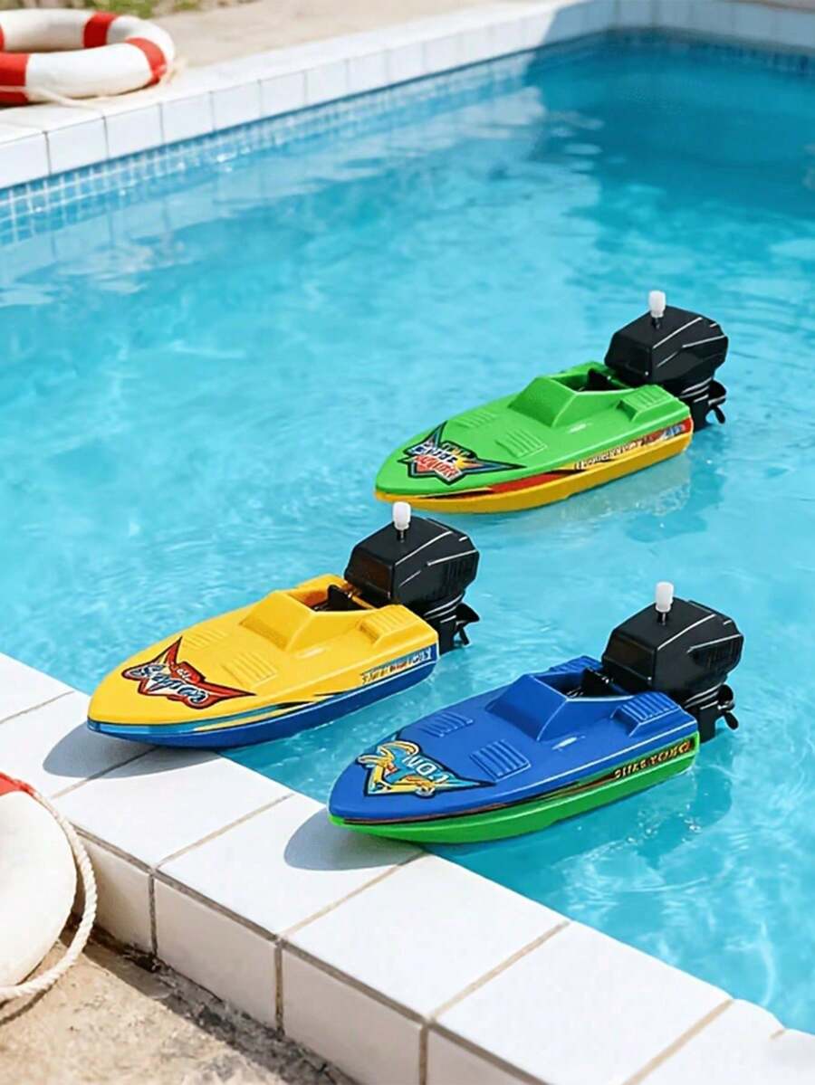 6/3pcs Wind-Up Speed Boat Toys, Wind-Up Speed Boat, Suitable For Pool Party, Water Activities, Can Be Used As Birthday Gift, Summer Party Water Game Prop, Random Color