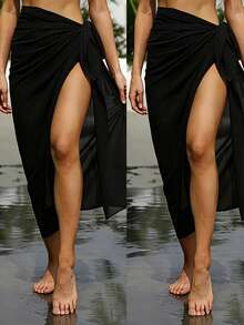 1 pezzo/2 pezzi Sarong da spiaggia in chiffon trasparente da donna, abito copricostume lungo sexy, sciarpa da spiaggia monopezzo, scialle, foulard per la testa, per viaggi al mare - Multicolore - Visualizzare 27