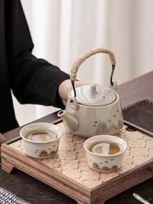 1 Pot (240ml) 2 Cups (40ml) Single Person Enamel Ceramic Tea Set, Heat Resistant Teapot, Minimalist Kung Fu Tea Set - Multicolor - View 14