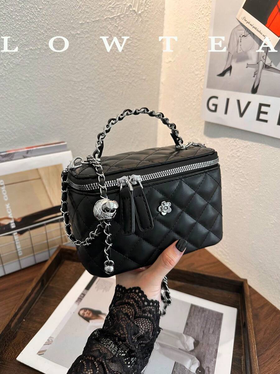 Low Tea 1 Stück einfarbige PU-Stoff Handtasche, Damen Mode Mini Box-förmige Handtasche, Top Einzelgriff Design, Reißverschluss, geeignet für Reisen, Einkaufen, Dates, Damen Geschenk, perfekt für Pendeln, Outdoor, Reisen, Ausflüge