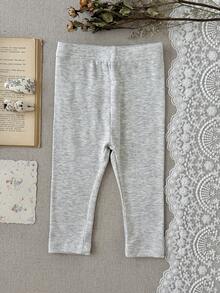 2 Pcs/Set Legging Rajut Anak Perempuan, Celana Panjang Elastis Slim Fit dengan Hiasan Renda dan Saku, Pita, dan Detail Pita - MultiWarna - View 9