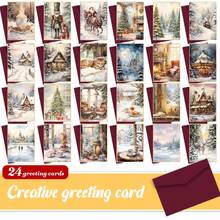 Vintage Christmas Card Set With Envelopes, 24 Pieces - Suitable For Holidays, Birthdays And Thank You Cards - Easy Storage Design, Back To School, Thanksgiving - Sets - View 1