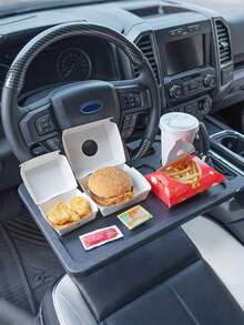 Portable Car Steering Wheel Food Tray Table, Universal Car Laptop And Tablet Holder Desk, In-Car Dining And Dinner Table Accessory, Suitable For Road Trips, Driving Breaks, Office Work - Multicolor - View 1