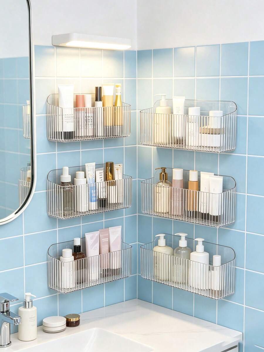 Rak Penyimpanan Gantung Dinding untuk Wastafel Kamar Mandi, Pengatur Perlengkapan Kamar Mandi, Cocok untuk Kamar Mandi, Wastafel, dan Keranjang Pembersih Dapur - MultiWarna - View 1