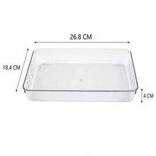 26.8x18.4x4cm Clear Plastic Rectangular Tray Organizer, Makeup Vanity Drawer Storage Bin, Desktop Sundries Holder, Modern Minimalist Stor... - A - View 5