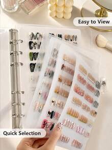 Premium 6-Page Foldable Thick Transparent Nail Polish Display Book, Heavy-Duty Press-On Nails Storage Book For Salons, Sophisticated Nail Art Style Collection Book For Collectors, Nail Art Storage & Display, Nail Supplies, Nail Organzier - Multicolor - View 7