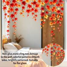 1pc Reusable PVC Autumn Maple Leaf Vine Window Decal, Double-Sided Visible Static Cling Glass Sticker, Suitable For Living Room, Kitchen And Home Glass Door Decoration - Multicolor - View 5