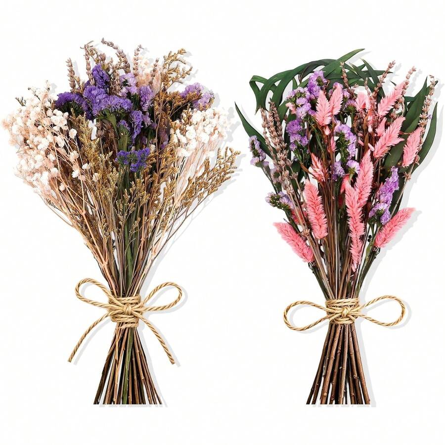 1Bunch Purple White Large Artificial Flower Bouquets Lavender Baby Breath Forget Me Not Boho Wedding DIY Home Decor Preserved Floral Arrangement Gifts - Purple, Pink - View 1