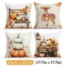 4pcs/1pc Autumn Farm Harvest Theme Pillow Covers, Single-Sided Printed Pillow Covers, Suitable For Living Room Bedroom Home Decor, All-Season Pillow Covers - Multicolor - View 15
