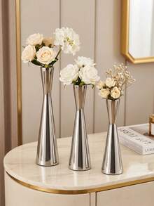 Vase/Small Vase, Elegant Metal Vase, Metal Structure - No Need To Worry About Falling, Perfect Home Decor. Cone-Shaped Vase Suitable For Wedding Table Centerpiece, Candlelight Dinner Table Decor, Room Decor, Gift For Good Friends - Elegant Style - View 1