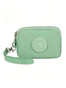 Vintage Nylon Triple Zipper Coin Purse Small Wallet Cash Card Coin Storage Travel Essential - Multicolor - View 10