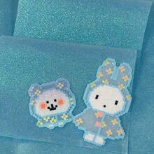 20*15cm Glitter Roll Fabric, Handmade Hair Clips, Bead Pendants, Decorative Fabric, DIY Jewelry Making Material Kit, Handmade Keychains, Hair Clips, Bead Decoration Materials, Super Shiny Paper - Multicolor - View 3