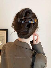 4pcs/1pc Set Multi-Color Large Acetate Hair Clips, Glossy Hollow Claw Clips, Tortoise Shell + Solid Color Non-Slip Women's Hair Accessories, Versatile For Daily Styling - Multicolor - View 3