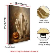 1 pieza Póster de lienzo con marco/sin marco de carro de calabaza fantasma estilo acogedor de otoño campestre, decoración de arte de pared Cottagecore espeluznante de Halloween, pintura de pergamino de bruja de granja de otoño, adecuado para pasillo, apartamento, dormitorio, decoración del hogar moderno - B - Ver 15