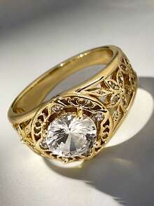 1pc Vintage Cubic Zirconia Ring For Women, Wedding Engagement Party Jewelry, Valentine's Day Gift - 1# - View 8