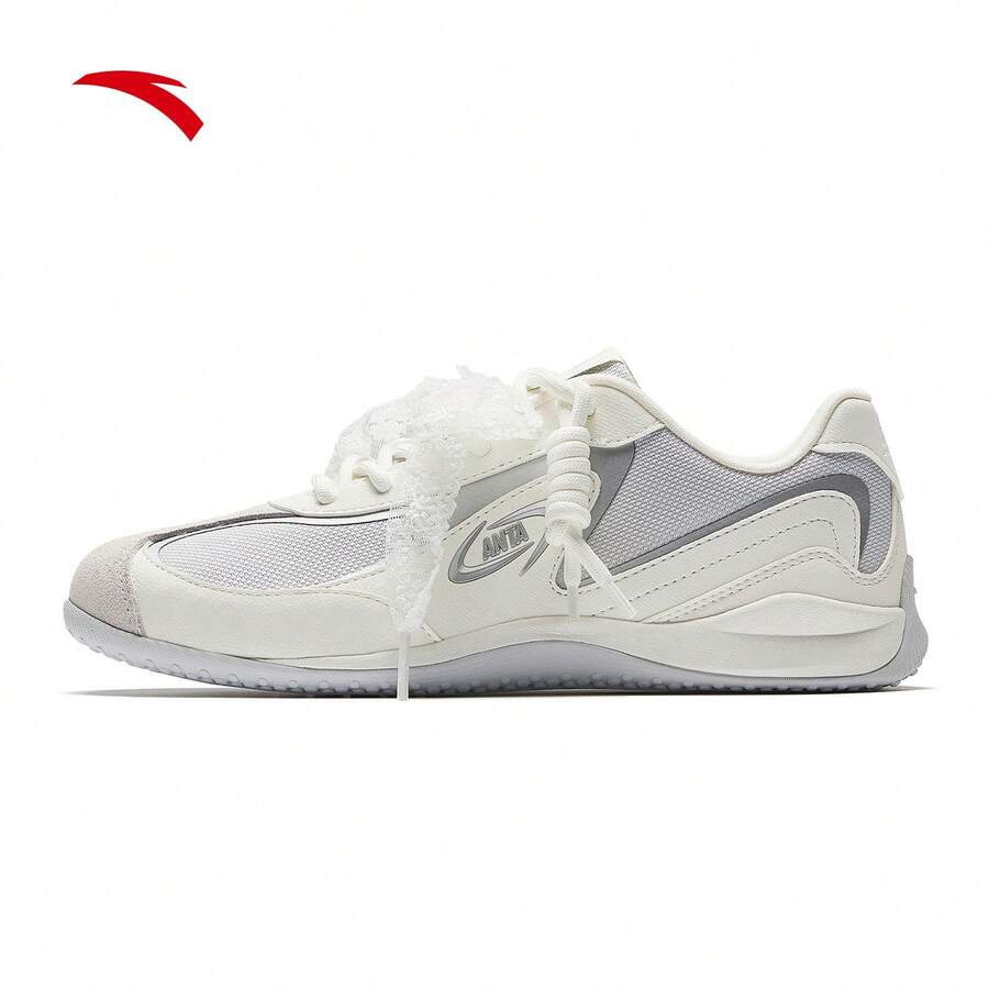 Anta Queyue Speed Thin Sole German Training Shoes Women's Flat Board Shoes Racing Shoes - Sandy Grey/Ivory White/Silver-1 - View 1