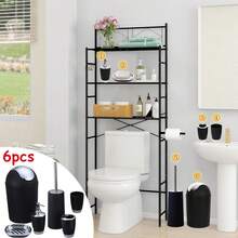 Baofeng Juego de 6 piezas de cepillo de baño, accesorios de baño modernos, botella de loción, portacepillos de dientes, jabonera, papelera, almacenamiento de lujo, decoración del hogar, decoración de baño, regalo de cumpleaños, decoración de Halloween - Multicolor - Ver 8