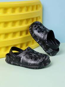 1 Pair Boys' Comfortable Fashion Casual Lightweight Indoor/Outdoor Toe-Protecting Versatile Clogs, Spring/Summer - Black - View 4