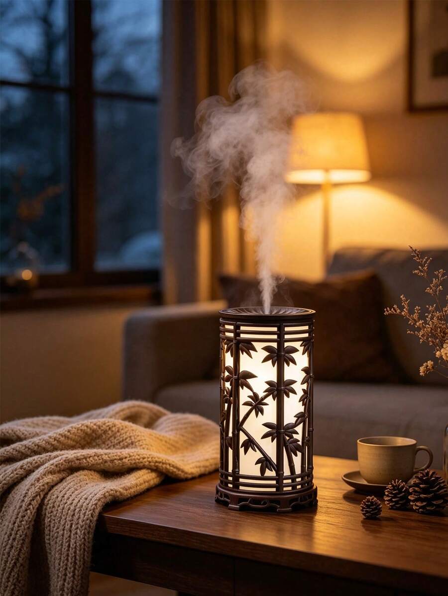 Bamboo Humidifier With Gentle Night Light, Fragrance Diffuser With 2 Mist Modes, Suitable For Relaxing Bedroom And Home Ambiance - Mist - View 1
