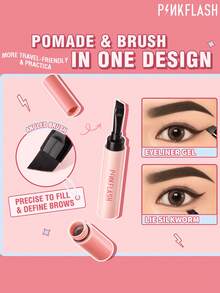 PINKFLASH Pomade Alis Anti Luntur 1,4g dengan Kuas, Tahan Minyak, Tahan Lama, Serbaguna, Mengunci Warna, Kuas Miring untuk Memudahkan Pengaplikasian - #BR01 COKELAT ABU - View 6