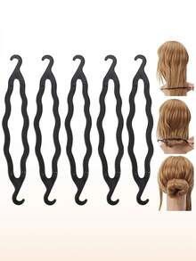 5Pcs Plastic Hair Bun Maker Hair Holders Twist Shaper Hair Donuts DIY Hair Styling Accessories Bun And Crown Shapers Hair Accessories - Black - View 1