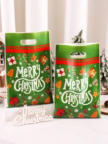 10/20/50入聖誕禮物袋，Merry Christmas 塑膠小禮袋，綠色點心袋，適合冬季節日裝飾，聖誕派對用品 - 多色 - 查看 8