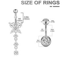 Kit de perforación del ombligo de 6 piezas, incluye anillos para el ombligo de 14G, pinza de perforación y agujas de perforación de 14G - Blanco - Ver 4