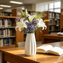 French Style White Ceramic Plastic Vase, Minimalist Luxury Home Decor Flower Arrangement Ornament, Living Room Decorative Vase - A - View 4