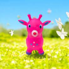 1 Piece 60*54*40cm, 1350g. Musical Inflatable Jumping Deer - Space Hopper With Handle + Ride-On Animals (Bounce Friends Set) Inflatable Jumping Horse - Space Hopper With Handle, Ride-On Animals And Bounce Inflatable Jumping Horse: Space Hopper + Ride-On Animals (Bounce Friends) - Pink - View 2